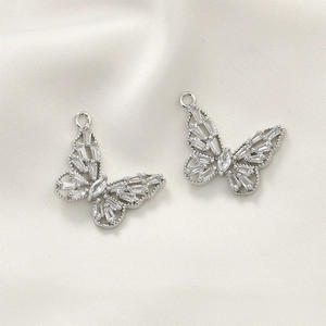 Hollow butterfly pendants with cubic zirconia inlay for DIY jewelry making