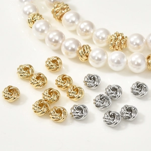 Perles d'espacement tissées en métal doré et argenté pour bijoux DIY sur collier de perles