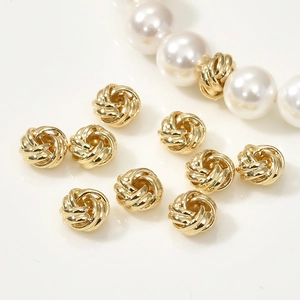 Perles d'espacement à nœuds dorées 14 carats pour création de bijoux DIY polis