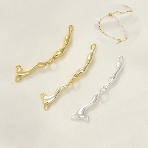 Copper Real Gold Plated Irregular Ripple Jewelry Connectors DIY Findings For Pearl Necklace Bracelet Jewelry Making Accessories