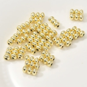 Separadores de cuentas triples bañados en oro de 14k para joyería artesanal DIY