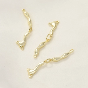 Set of 14k gold-plated irregular wavy jewelry connectors for DIY pearl bracelet necklaces