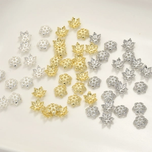 Copriperle a fiocco di neve placcati oro 14k e argento per creazione gioielli DIY