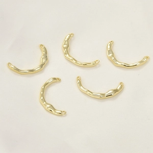5pcs set of 14k gold-plated irregular textured rings with dual loops for DIY jewelry