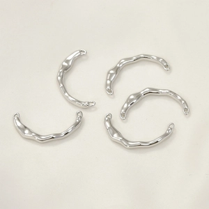 Irregular textured silver plating 14k gold wave ring for DIY jewelry making component
