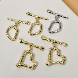 Επίχρυσο Χάλκινο Κούμπωμα Toggle 14k Υφή Λάβας Καρδιά Ακανόνιστος Σύνδεσμος για DIY Κατασκευή Κοσμημάτων Βραχιόλι Κολιέ
