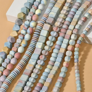 Natural Rainbow Stone Loose Beads For DIY Jewelry Making Mixed Macaron Color Lantern Pumpkin Square Beads For Bracelet Necklace
