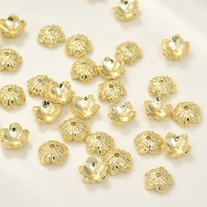 Copriperle a forma di fiore placcati in oro 14k per accessori gioielli fai da te