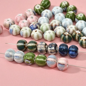 Perles en Vrac en Céramique Émaillée Vintage Forme de Citrouille Pour la Fabrication de Bijoux DIY Collier Bracelet