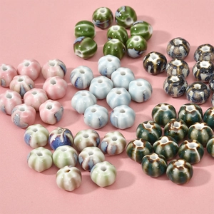 Perles de citrouille en céramique colorées pour la création de bijoux et colliers
