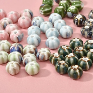 Perles de citrouille en céramique aux couleurs pastel pour colliers et bracelets DIY créatifs