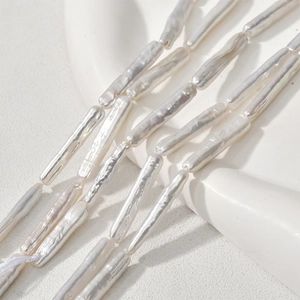 Natural baroque stick pearls in creamy white with high luster for DIY jewelry making