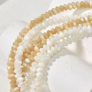 Natural 3x5mm white shell rondelle spacer beads for handmade jewelry necklaces