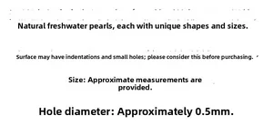 Detailed chart of natural freshwater pearls showing 0.5mm hole size and flat round shape