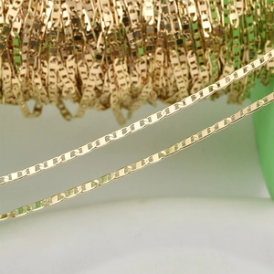 Cadena de eslabones marina de cobre chapado en oro 14k para creación de joyas y collares