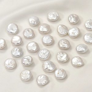 Natural freshwater coin pearls with high luster and pre-drilled holes for DIY jewelry