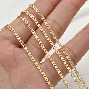 Cadena de eslabones rectangulares planos bañada en oro de 14k para joyería DIY