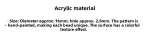 Detailspezifikationen der 16mm handbemalten Acrylperlen mit bunter Textur für Schmuck