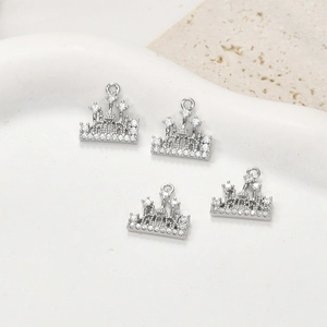 Colgantes de corona bañados en oro 14k con circonitas para joyería DIY y collares