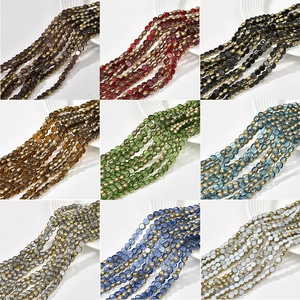 6mm Flat Round Glass Beads With Gold Plated Edge Loose Spacer Beads For DIY Jewelry Making Bracelet Necklace Material