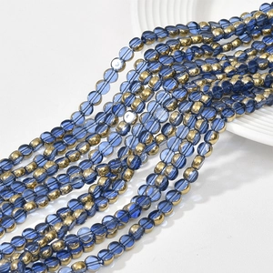 Flat round crystal glass beads with gold-plated edges for DIY bracelet and necklace making