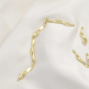 Irregular wave-shaped 14k gold plated copper links for DIY jewelry making and crafts