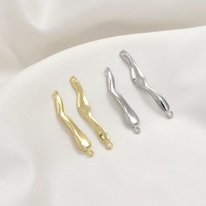 Irregular wavy bar connectors in 14k gold and silver plating for DIY jewelry making