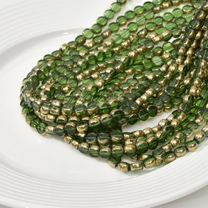 Flat round 6mm crystal glass beads with gold plated edges for DIY jewelry making