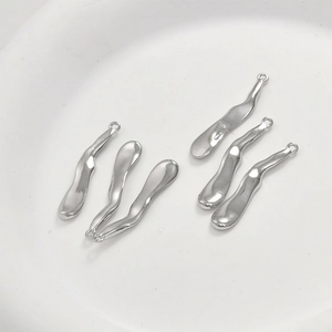 Five minimalist silver organic irregular bar pendants for DIY jewelry making crafts