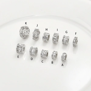 14k gold plated spacer beads with cubic zirconia for DIY jewelry making sets