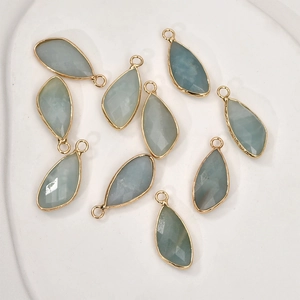 Set of 9 gold-plated irregular blue natural stone charms for DIY jewelry making