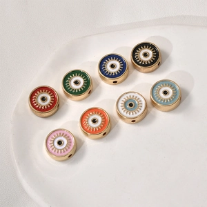 Runde Evil Eye Perlen aus Legierung für DIY-Schmuck in acht verschiedenen Ölfarben