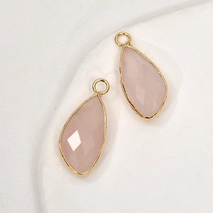 Faceted light pink crystal pear charms with gold copper plating for jewelry making