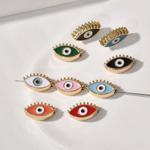 Bunte Evil Eye Perlen aus Legierung mit Goldrand für DIY handgemachte Schmuckarmbänder