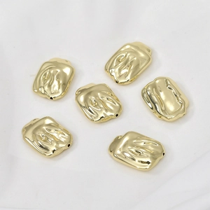 14k gold plated irregular rectangular beads with textured surface for DIY jewelry making