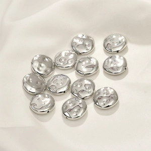 Perline argentate piatte tonde irregolari ondulate per gioielli fatti a mano DIY