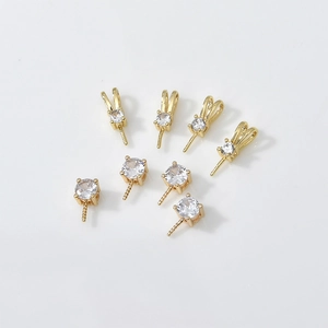 Lussuosa Base per Ciondolo in Perla Artificial di Rame Zirconia DIY Gioielli Chiusura a Orecchio di Coniglio per Collana Donna