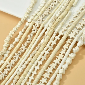 Perles Vintage en Howlite Synthétique pour la Fabrication de Bijoux DIY Blanc Crème Texture Marbre Coeur Étoile Crâne Croix Perles Intercalaires