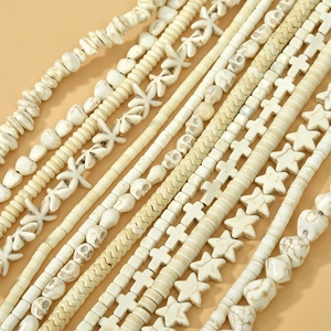 Mélange de perles turquoise blanches en forme de cœur et d'étoile pour bijoux DIY