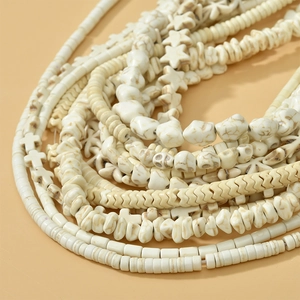 Diverses perles en magnésite blanche vintage en forme de cœur et d'étoile pour bijoux DIY