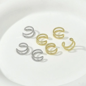 Simple Copper Double Layer Twisted Ear Cuffs Non-Pierced Clip On Earrings Findings DIY Handcrafted Jewelry Making Accessories