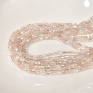 Rechteckige facettierte hellrosa Kristallglasperlen mit irisierendem Finish für DIY Schmuck