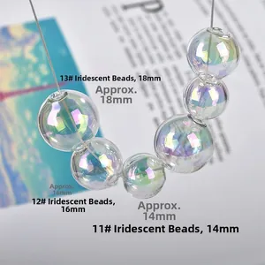 Irisierende Glaskugel-Anhänger mit Doppelloch in den Größen 14mm, 16mm und 18mm