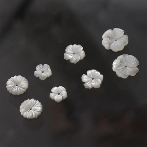Carved white mother of pearl rose flower beads for DIY jewelry making handmade accessories