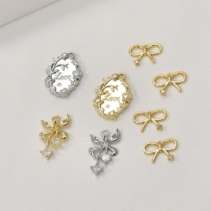 DIY Schmuckherstellung Anhänger Kupfer 14K Vergoldet Zirkonia Schleife Blume Love Inschrift Pendants Für Damen Ohrringe