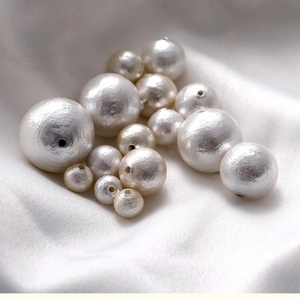 High-quality white cotton pearls with hole for DIY jewelry making and accessories