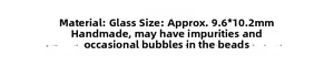Detailed specifications of handmade baroque glass beads measuring 9.6x10.2mm for jewelry
