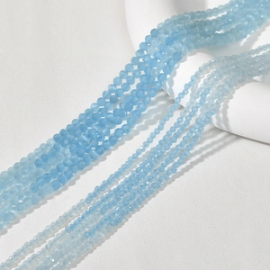 Perle in cristallo occhio di gatto azzurro sfaccettate per gioielli fai da te in due misure