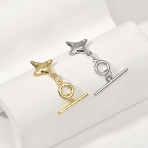 Hammered 18k gold plated star OT clasp for DIY jewelry making and necklace closure