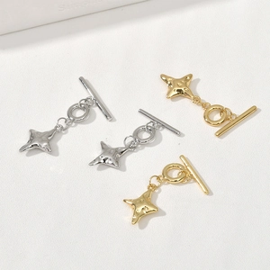 Golden and silver OT toggle clasps with baroque star pendants for DIY jewelry making
